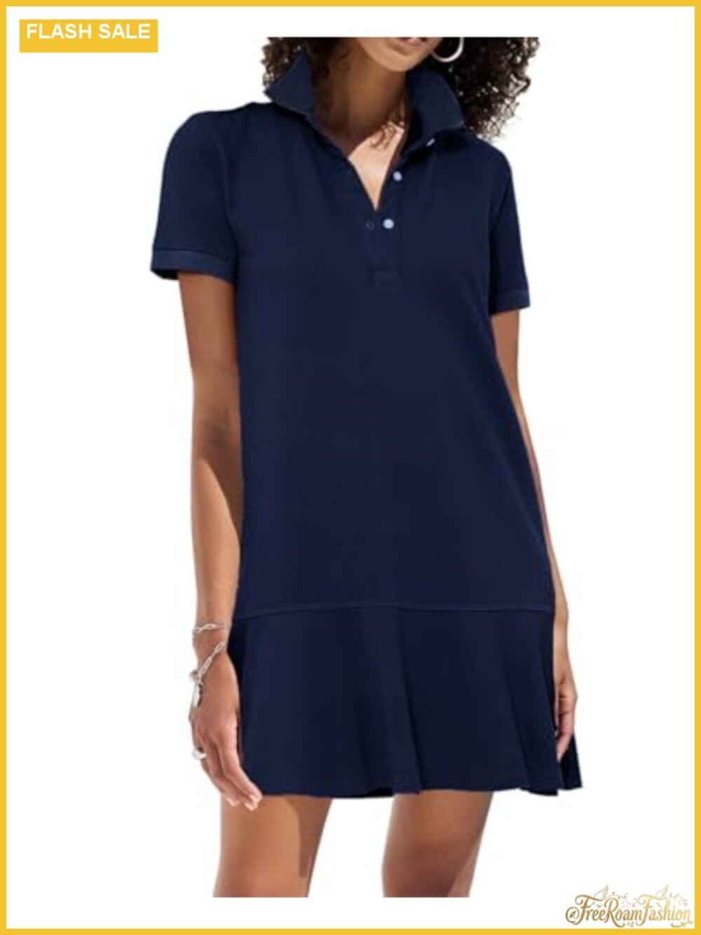 Polo Dress for Women Short Sleeve Ruffle Hem Golf Tennis Summer Mini Dress